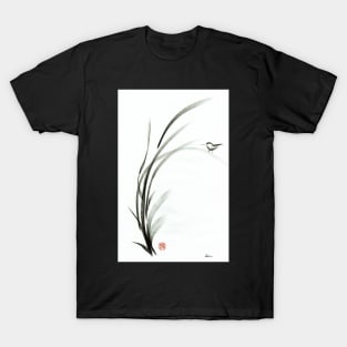 Bamboo Birdie - Sumie ink brush painting T-Shirt